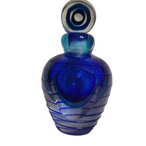 Fifth Avenue Crystal Large Perfume Scent Bottle Blue Stripes  Saks Fifth Avenue